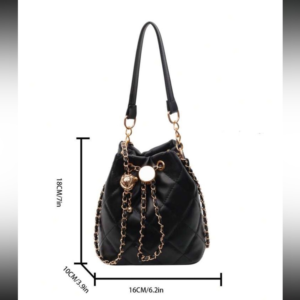 Quilted Black Vegan Leather Crossbody Bag - Picture 10 of 11